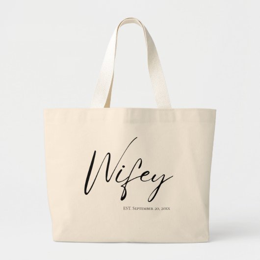 Stijlvolle echtgenote met vaste datum grote tote bag (Voorkant)