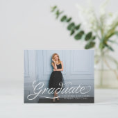 Stijlvolle één foto afstuderen aankondiging briefkaart (Staand voorkant)