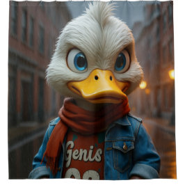 Stijlvolle eend in het stadsdouchegordijn douchegordijn