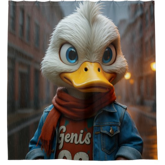 Stijlvolle eend in het stadsdouchegordijn douchegordijn (Voorkant)