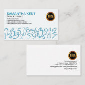 Stijlvolle Eenvoudige Blauwe Nummers Accountant Visitekaartje (Voorkant / Achterkant)