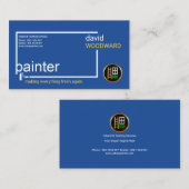 Stijlvolle, eenvoudige, blauwe verfdoos voor schil visitekaartje (Voorkant / Achterkant)