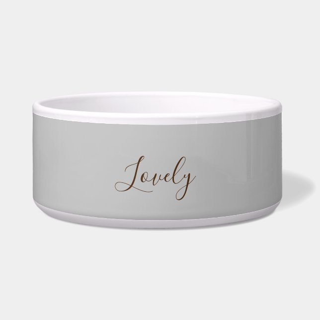 Stijlvolle eenvoudige effen grijs minimalistische  voerbakje (Voorkant)