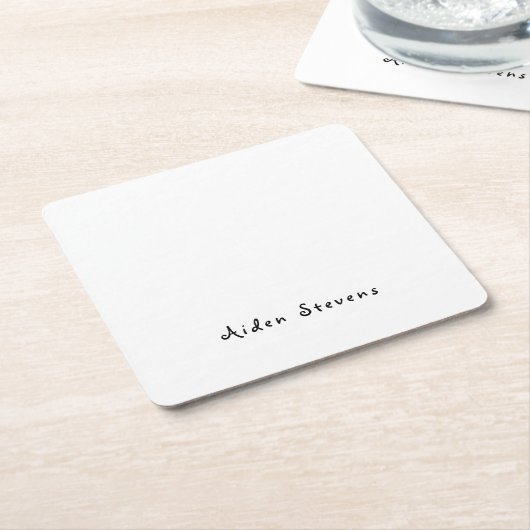 Stijlvolle eenvoudige effen zwart-wit minimalistis kartonnen onderzetters (Schuin)