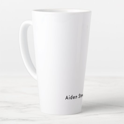 Stijlvolle eenvoudige effen zwart-wit minimalistis latte mok (Linkerhoek)