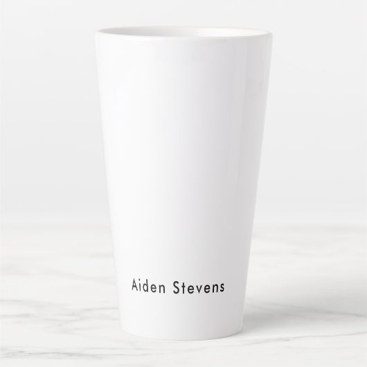 Stijlvolle eenvoudige effen zwart-wit minimalistis latte mok (Voorkant)