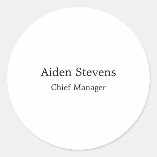 Stijlvolle eenvoudige effen zwart-wit minimalistis ronde sticker (Voorkant)