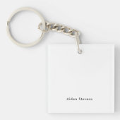Stijlvolle eenvoudige effen zwart-wit minimalistis sleutelhanger (voorkant)