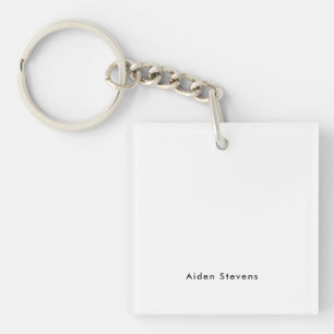 Stijlvolle eenvoudige effen zwart-wit minimalistis sleutelhanger