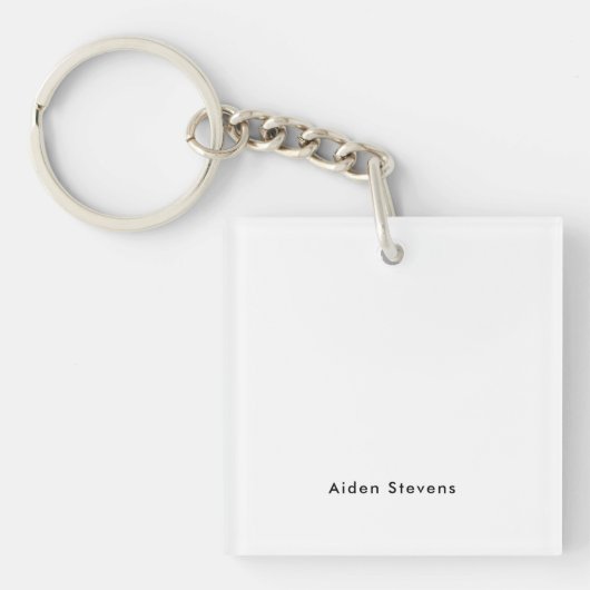 Stijlvolle eenvoudige effen zwart-wit minimalistis sleutelhanger (voorkant)