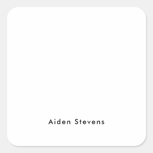 Stijlvolle eenvoudige effen zwart-wit minimalistis vierkante sticker (Voorkant)