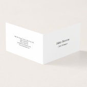 Stijlvolle eenvoudige effen zwart-wit minimalistis visitekaartje (Buitenkant)