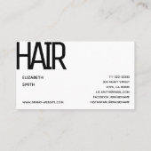 Stijlvolle eenvoudige effen zwart wit minimalistis visitekaartje (Achterkant)