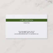 Stijlvolle eenvoudige Forest Green White minimalis Visitekaartje (Voorkant)