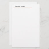 Stijlvolle Eenvoudige Gewone Zwarte & Witte Rood M Briefpapier (Voorkant / Achterkant)