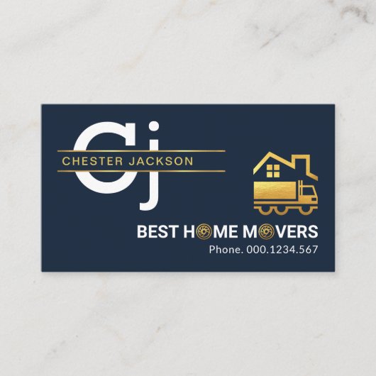 Stijlvolle eenvoudige goudlijnen Home Mover Visitekaartje (Voorkant)