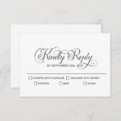 Stijlvolle eenvoudige grijze tekst bruiloft RSVP kaartje (Voorkant / Achterkant)