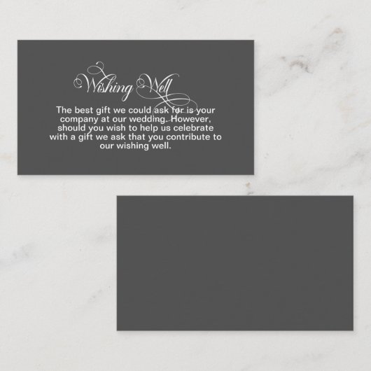Stijlvolle Eenvoudige Grijze Trouw Wensput Informatiekaartje (Voorkant / Achterkant)