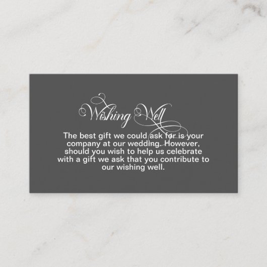 Stijlvolle Eenvoudige Grijze Trouw Wensput Informatiekaartje (Voorkant)