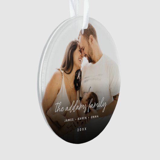 Stijlvolle eenvoudige kerstfoto ornament (voorkant)