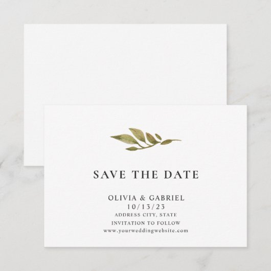 Stijlvolle, eenvoudige minimalistische elegante ty save the date (Voorkant / Achterkant)