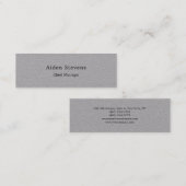Stijlvolle Eenvoudige Plain Premium Grey Minimalis Mini Visitekaartje (Voorkant / Achterkant)