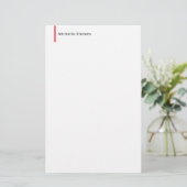 Stijlvolle Eenvoudige Plain Zwart & Wit Rood Minim Briefpapier (Staand voorkant)