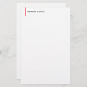Stijlvolle Eenvoudige Plain Zwart & Wit Rood Minim Briefpapier (Voorkant / Achterkant)
