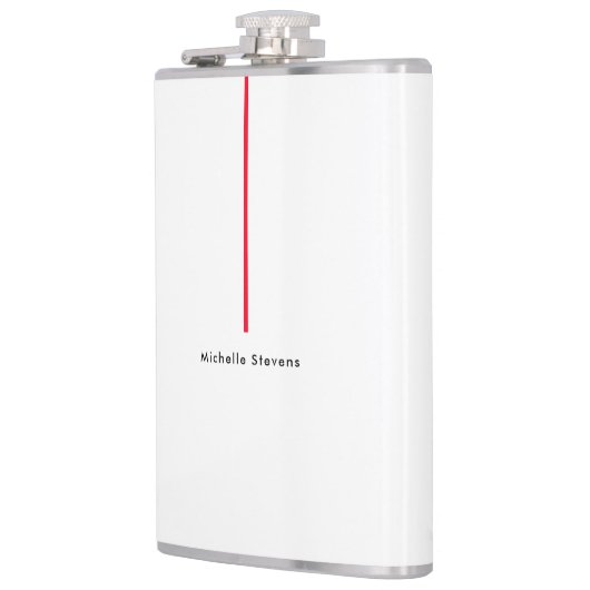 Stijlvolle Eenvoudige Plain Zwart & Wit Rood Minim Heupfles (Links)