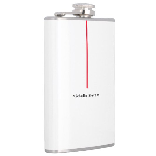 Stijlvolle Eenvoudige Plain Zwart & Wit Rood Minim Heupfles (Rechts)