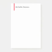Stijlvolle Eenvoudige Plain Zwart & Wit Rood Minim Post-it® Notes (Voorkant)