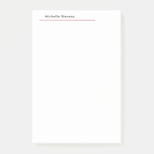 Stijlvolle Eenvoudige Plain Zwart & Wit Rood Minim Post-it® Notes (Voorkant)