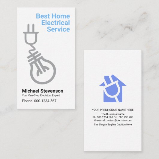 Stijlvolle eenvoudige Power Plug Bulb Motif Electr Visitekaartje (Voorkant / Achterkant)