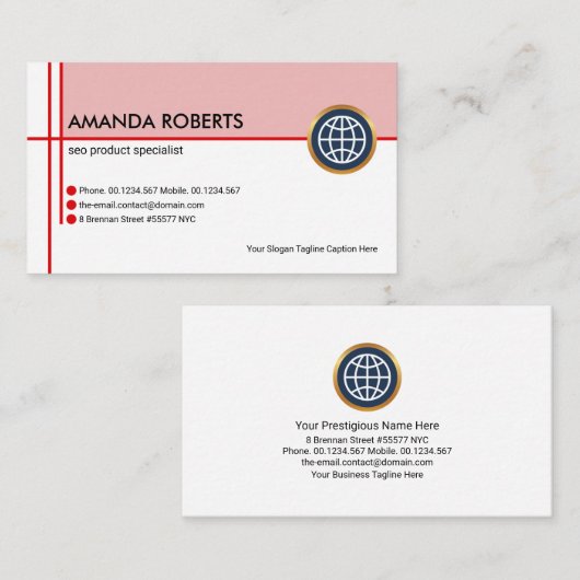 Stijlvolle eenvoudige Red Crisscross Line SEO-mark Visitekaartje (Voorkant / Achterkant)