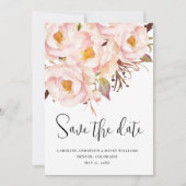 Stijlvolle Eenvoudige Roze Bloemen Foto Dubbelzijd Save The Date (Voorkant)