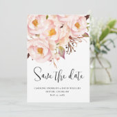 Stijlvolle Eenvoudige Roze Bloemen Foto Dubbelzijd Save The Date (Staand voorkant)