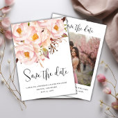 Stijlvolle Eenvoudige Roze Bloemen Foto Dubbelzijd Save The Date