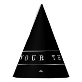 Stijlvolle eenvoudige tekst en dunne strepen feesthoedjes (Links)