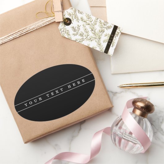 Stijlvolle eenvoudige tekst en dunne strepen ovale sticker (Geschenken)