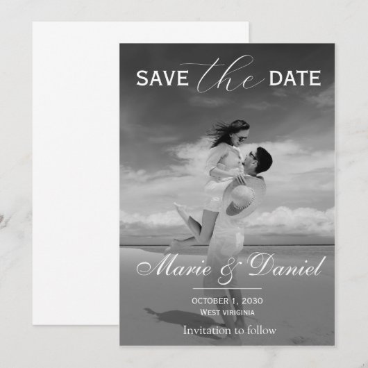 Stijlvolle Eenvoudige Volledige Foto Dubbelzijdige Save The Date (Voorkant / Achterkant)