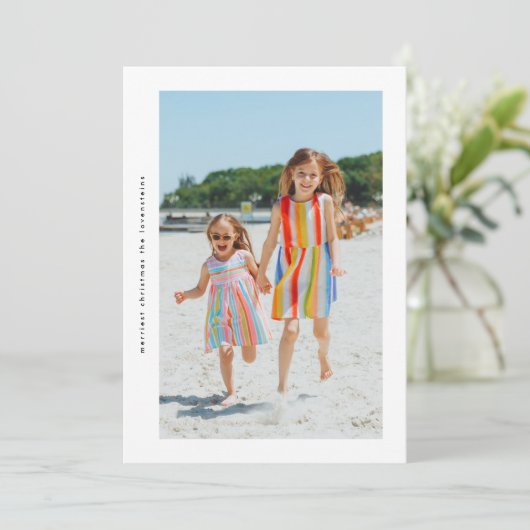 Stijlvolle eenvoudige zijwegen Christmas Photo Lij Feestdagenkaart (Staand voorkant)