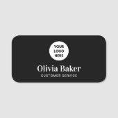Stijlvolle, eenvoudige zwarte zakelijke Logo Naamplaatje (Voorkant)