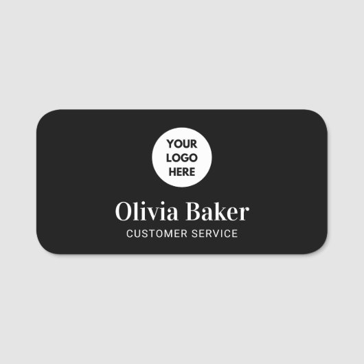 Stijlvolle, eenvoudige zwarte zakelijke Logo Naamplaatje (Voorkant)