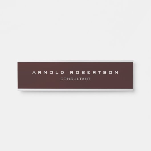 Stijlvolle effen bruin rood professioneel modern deurbordje (Voorkant)
