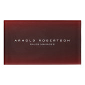 Stijlvolle effen bruin rood professioneel modern naambadge (Voorkant)