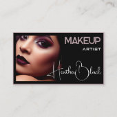 Stijlvolle effen Zwart Grijs Dunne Rand Foto Afbee Visitekaartje (Voorkant)