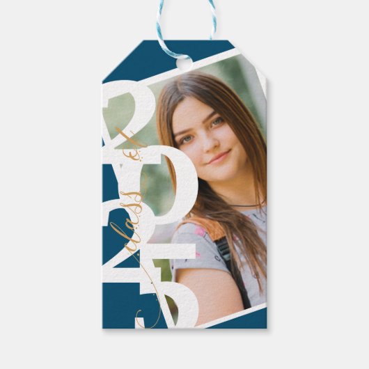 Stijlvolle eindexamenklas 2025 foto afstudeercadea cadeaulabel (Voorkant)