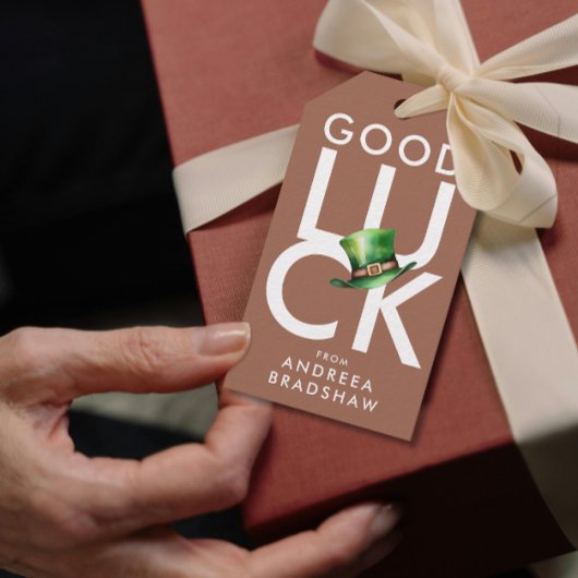 Stijlvolle Elegant Bruin Groen St. Patrick's Topha Cadeaulabel