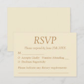 Stijlvolle Elegant Cream Beige Wedding RSVP Kaart (Voorkant / Achterkant)