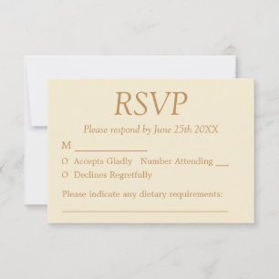 Stijlvolle Elegant Cream Beige Wedding RSVP Kaart